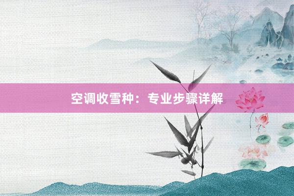 空调收雪种：专业步骤详解